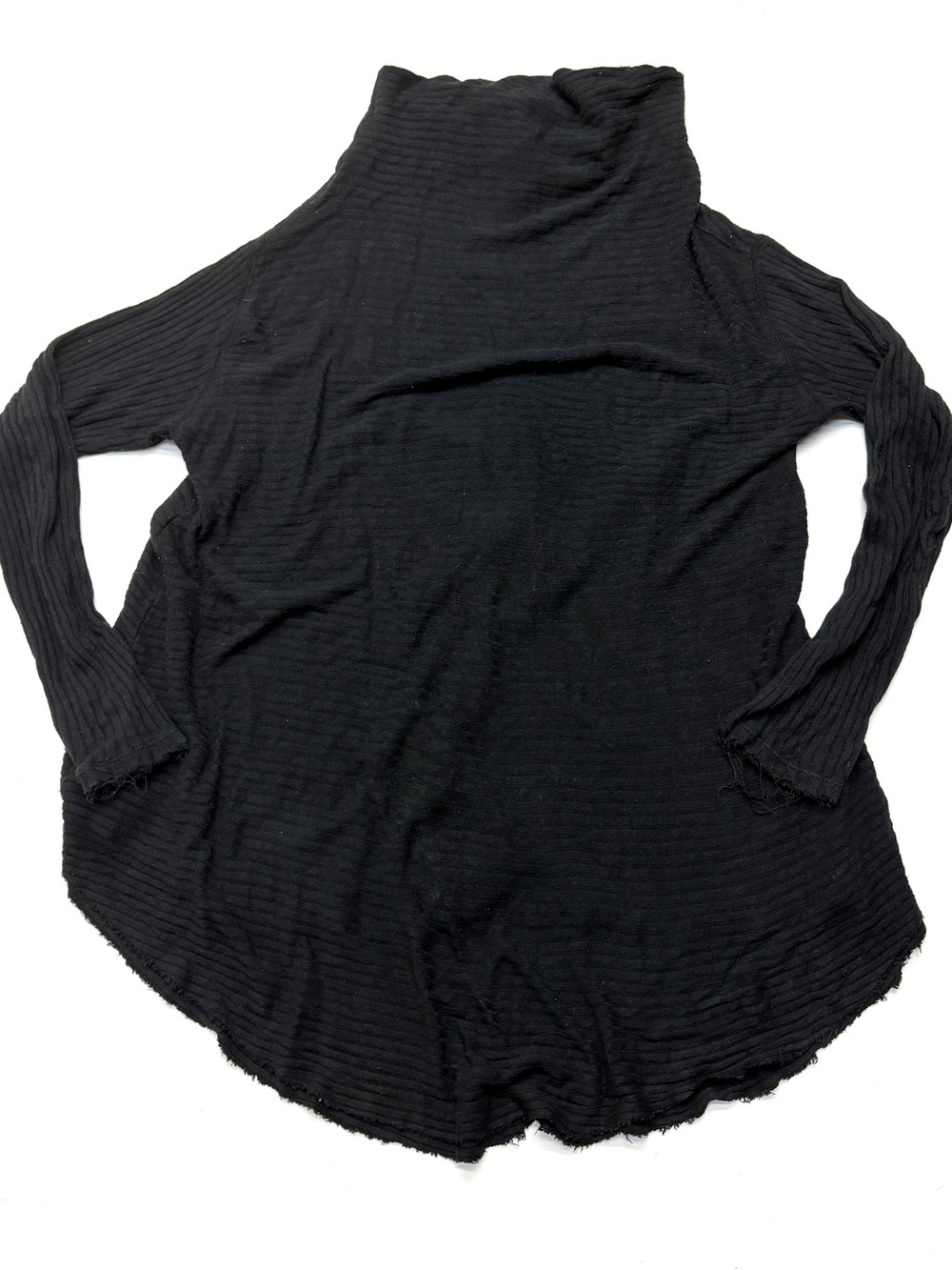We The Free People Black Ribbed Turtleneck Love Split Top Cut Out Back Tunic
